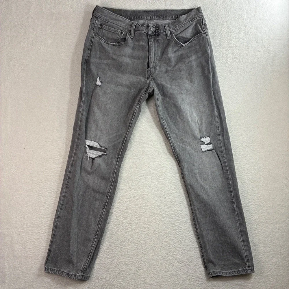 Levi 531 Athletic Slim Jeans Mens 36x31 Gray‎ Distressed Stretch Casual Denim